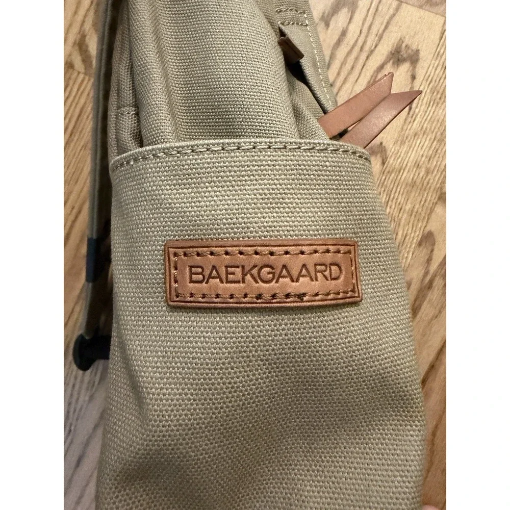 Baekgaard Ted Backpack Canvas Desert NWT Leather Trim Striped $118 MSRP
